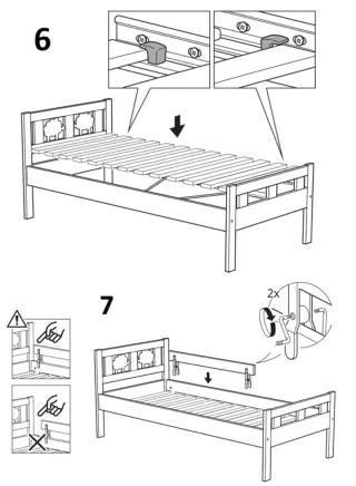 Cama infantil blanca 70x160cm con barreras.