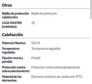 Calefactor Eléctrico ABRILA 500W