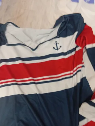 Completo donna righe blu, rosse, bianche