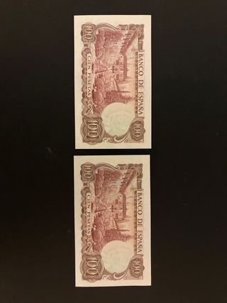 2 Billetes 100 Pesetas 1970 Banco de España