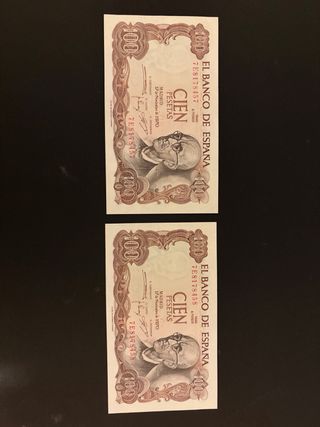 2 Billetes 100 Pesetas 1970 Banco de España