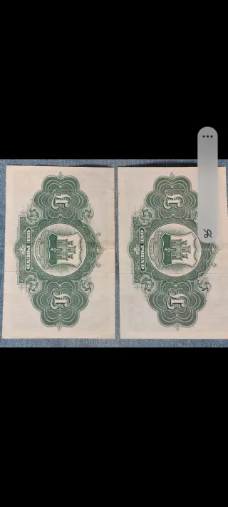 2 Billetes 1 Libra Gibraltar Antiguos 1965