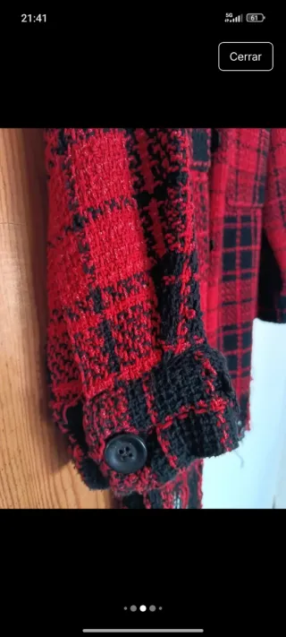 Sobrecamisa Zara cuadros rojo y negro