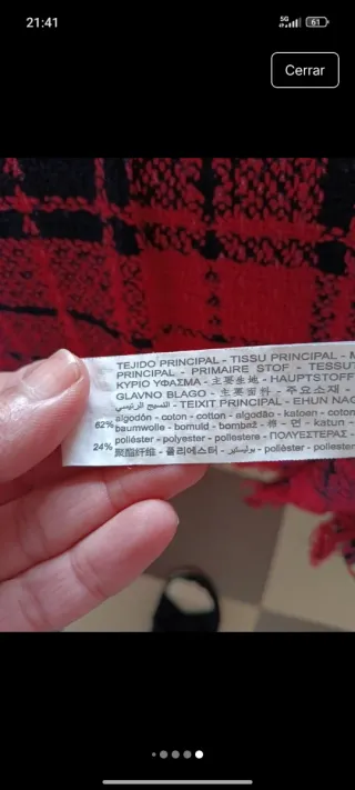 Sobrecamisa Zara cuadros rojo y negro