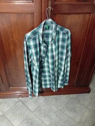 Camicia uomo a quadri verde e bianca