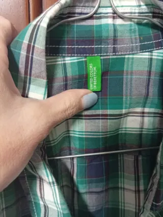 Camicia uomo a quadri verde e bianca