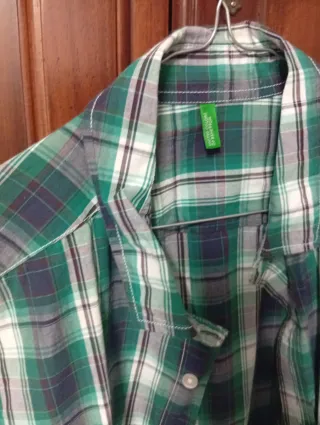 Camicia uomo a quadri verde e bianca