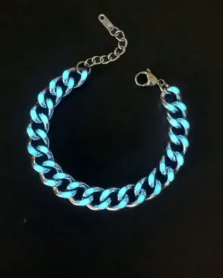 Pulsera Luminosa Azul, color Plata