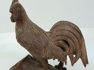 Gallo de madera tallado vintage