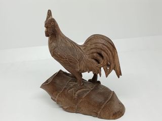 Gallo de madera tallado vintage