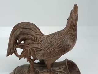 Gallo de madera tallado vintage