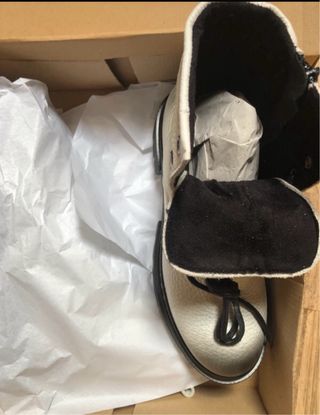 Botín de Piel blanco,forrado,fabricafo en Edpaña