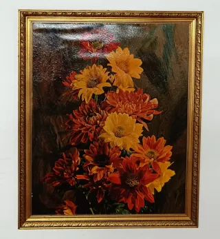Cuadro acuarela flores naranjaa y amarillas