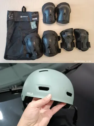 Casco y rodilleras Oxelo Talla S