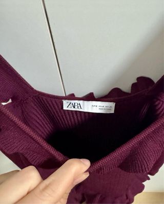 Vestido Zara punto fino burdeos