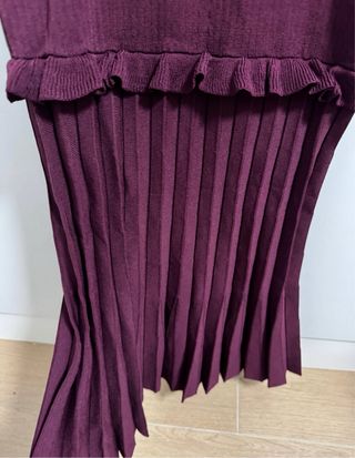 Vestido Zara punto fino burdeos