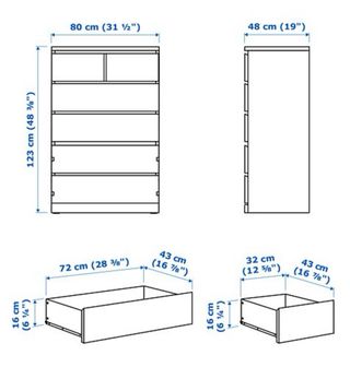 Cómoda 6 cajones Malm Ikea
