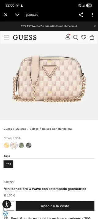 Bolso Guess rosa y blanco