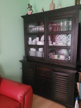 Vitrina rústica madera y cristal