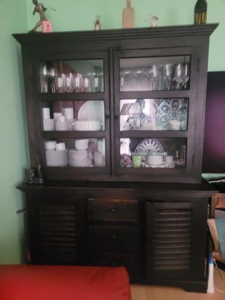 Vitrina rústica madera y cristal