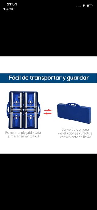 Tavolo da Campeggio Pieghevole Blu con Valigia