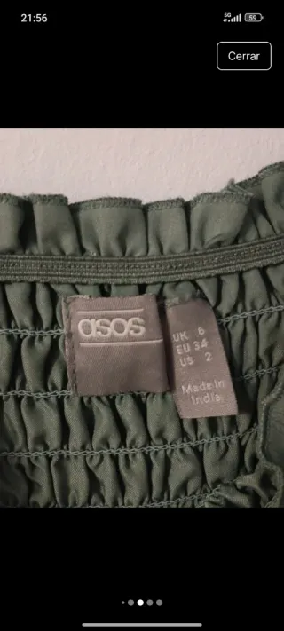 Blusa ASOS verde con fruncido