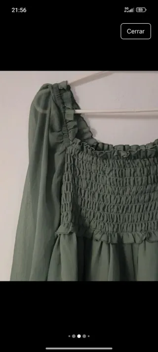 Blusa ASOS verde con fruncido