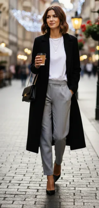 Pantalón de vestir Bershka gris con rayas