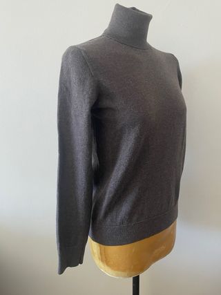 Jersey lana cuello alto gris talla M
