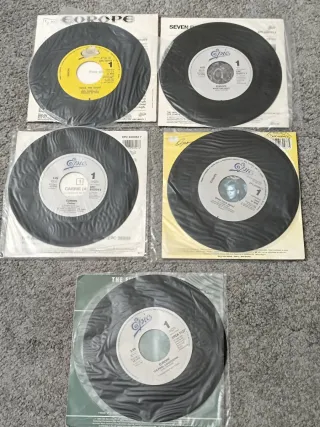 Lote 5 Vinili 7'' Europe Rock The Night, Carrie...