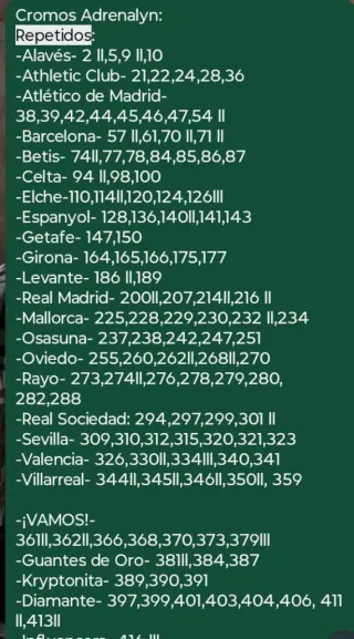 Cambio cromos Panini Adrenalyn LaLiga 2025-26