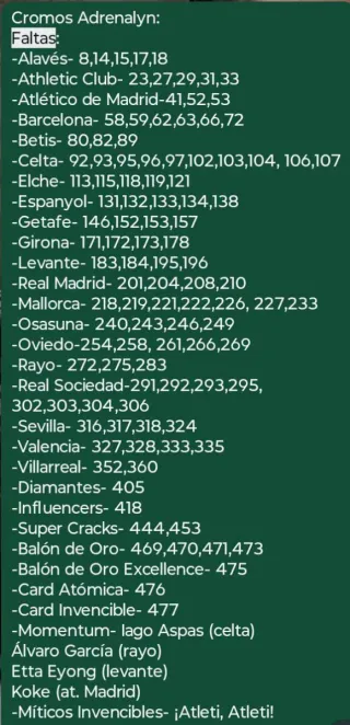 Cambio cromos Panini Adrenalyn LaLiga 2025-26