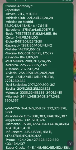 Cambio cromos Panini Adrenalyn LaLiga 2025-26