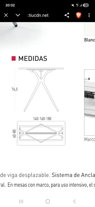 Mesa escritorio o despacho PLEK Actiu 180x80 Plega