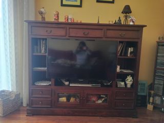 Mueble TV madera con cristal