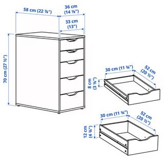 2 Scrivanie e Cassettiera Alex Ikea