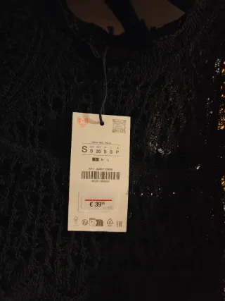 Vestido crochet negro talla S. Sin estrenar.