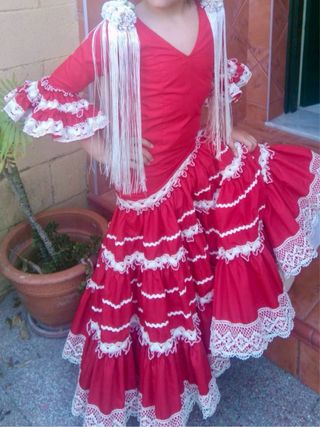 Vestido de Flamenca Rojo y Blanco