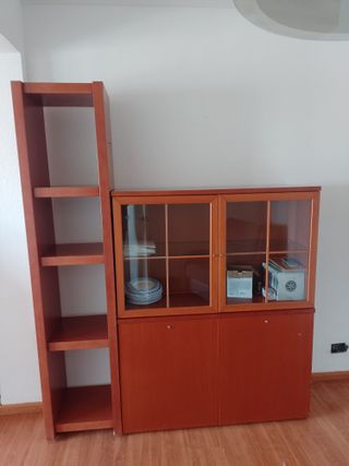 Mueble Vitrina Salón y Estantería Madera