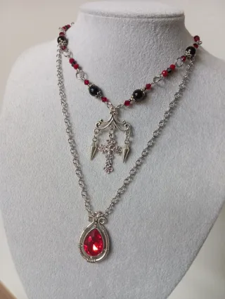 Doppia Collana Choker "VAMPIRE" in acciaio inox