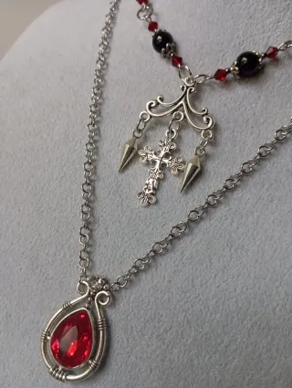 Doppia Collana Choker "VAMPIRE" in acciaio inox