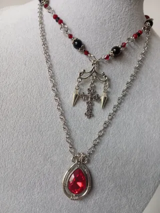 Doppia Collana Choker "VAMPIRE" in acciaio inox
