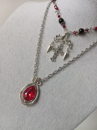 Doppia Collana Choker "VAMPIRE" in acciaio inox