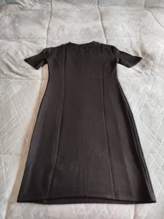 Vestido negro punto largo mujer