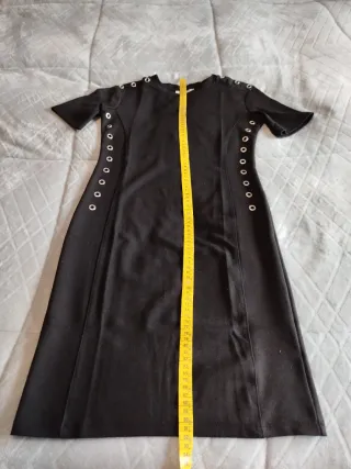 Vestido negro punto largo mujer