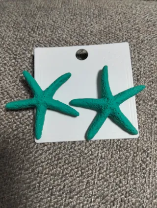 Pendientes de estrella de mar color verde azulado