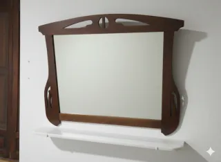 Pareja de Espejos y Repisas de Mármol Vintage (90x