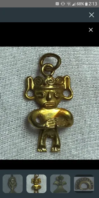 Cadena Oro18k Nueva,con colgante precolombino oro