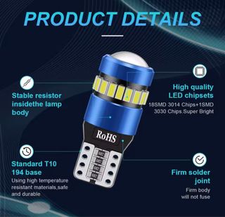 4 Bombillas LED T10 Rojas alta intensidad canbus