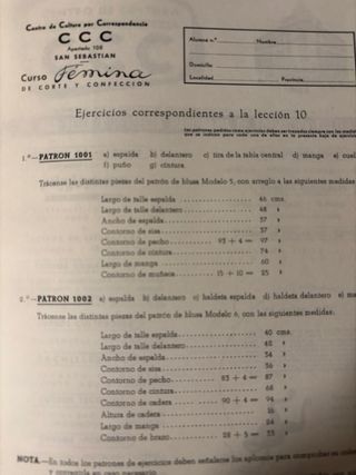 Coleccionable curso corte y confección. Años 50’s